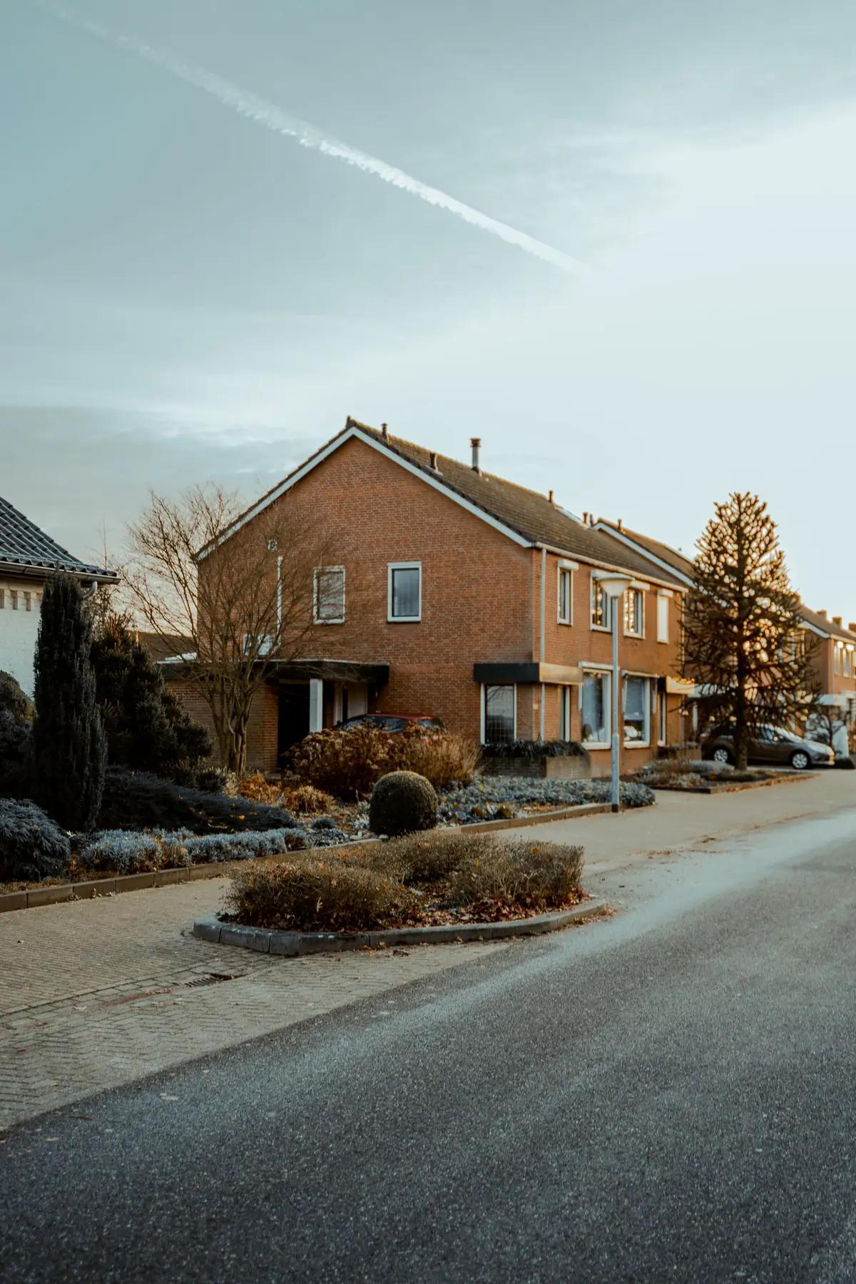 Brick houses lining a quiet street