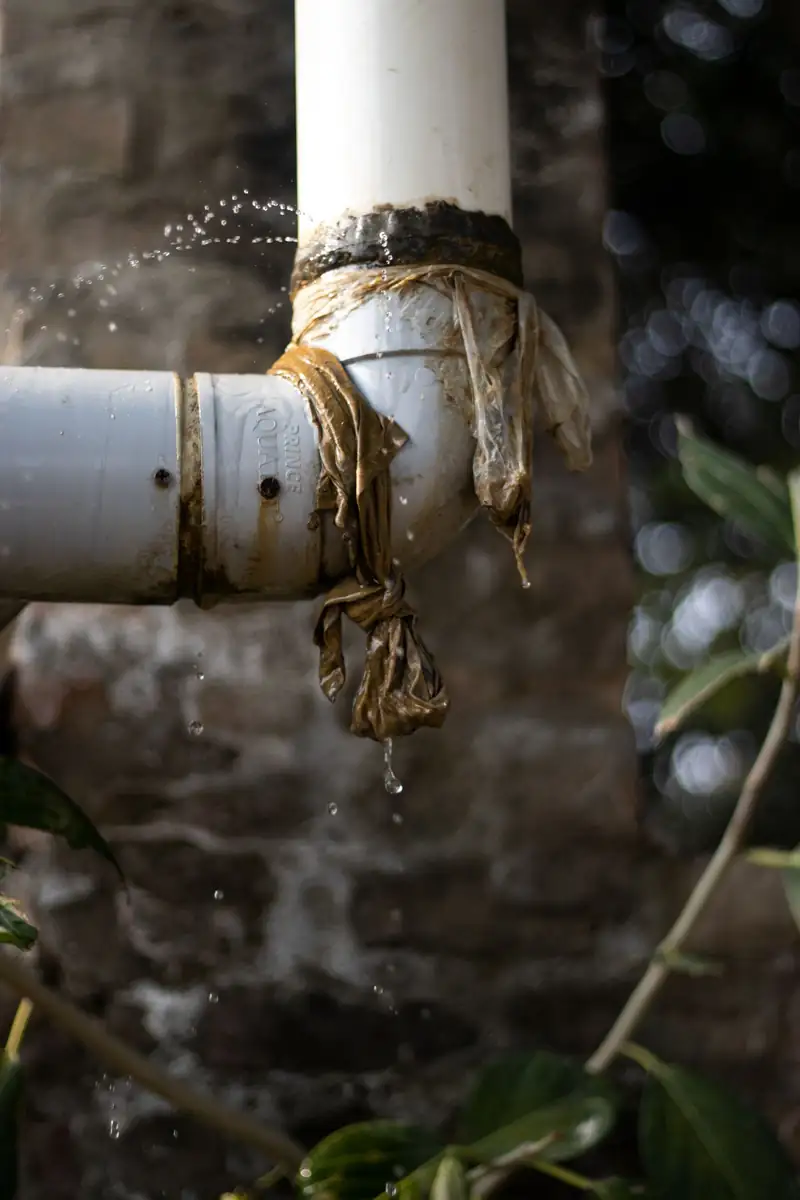 Weathered pipe with a leak at the joint