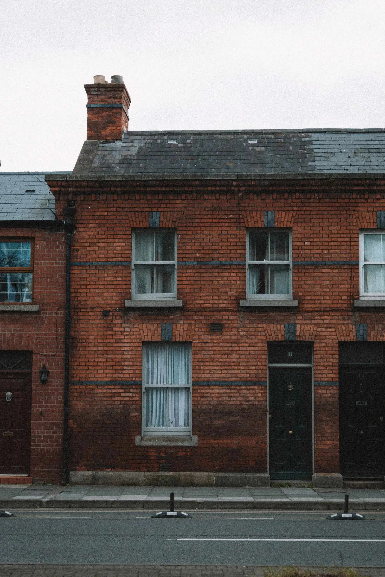 Traditional brick houses on a quiet street