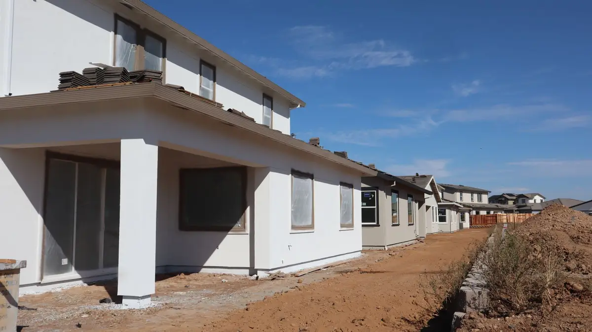 Modern houses under construction